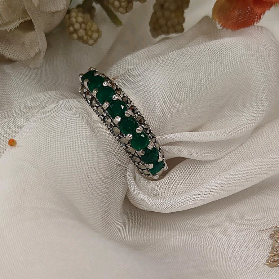 Green Marcasite Ring 